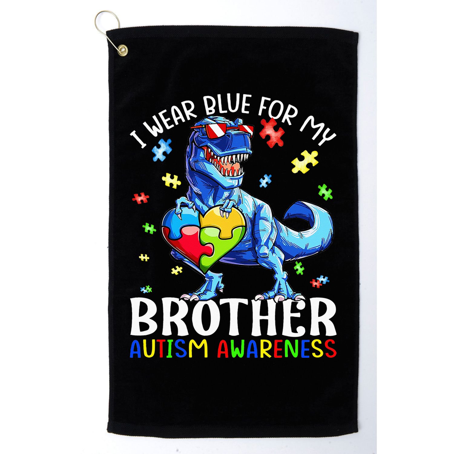 I Wear Blue For My Brother Autism Awareness Dinosaur Golf Towel