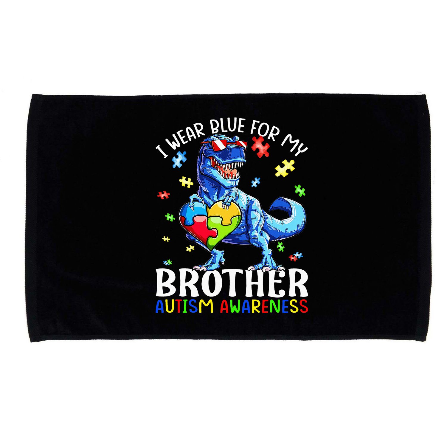 I Wear Blue For My Brother Autism Awareness Dinosaur Microfiber Hand Towel