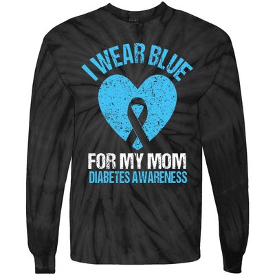 I Wear Blue For My Mom Diabetes Awareness Kids Tie-Dye Long Sleeve Shirt