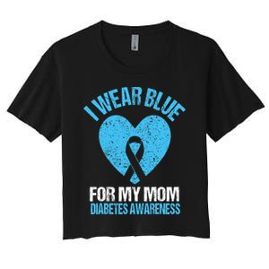 I Wear Blue For My Mom Diabetes Awareness Kids Women's Crop Top Tee