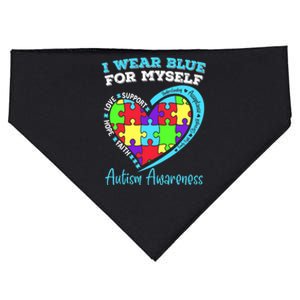 I Wear Blue For Myself Autism Awareness Day Children USA-Made Doggie Bandana