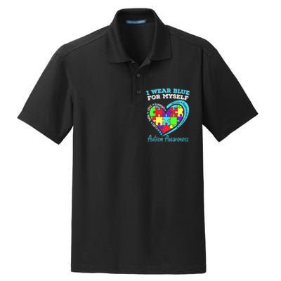 I Wear Blue For Myself Autism Awareness Day Children Dry Zone Grid Polo