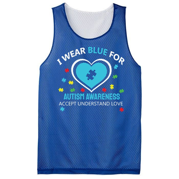 I Wear Blue Utism Awareness Accept Understand Love Gift Mesh Reversible Basketball Jersey Tank