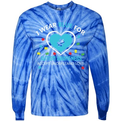 I Wear Blue Utism Awareness Accept Understand Love Gift Tie-Dye Long Sleeve Shirt