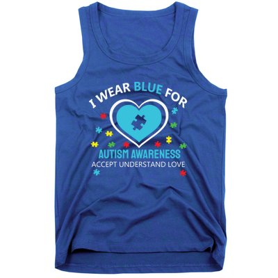 I Wear Blue Utism Awareness Accept Understand Love Gift Tank Top