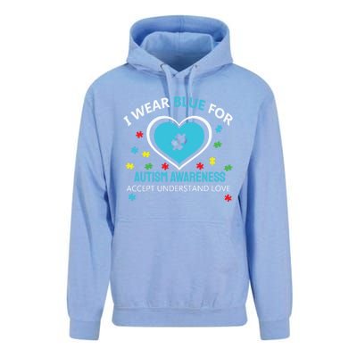 I Wear Blue Utism Awareness Accept Understand Love Gift Unisex Surf Hoodie