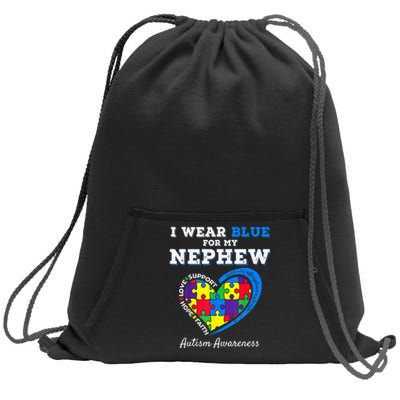 I Wear Blue For My Nephew Autism Awareness Uncle Aunt Sweatshirt Cinch Pack Bag