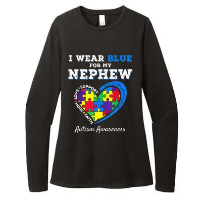 I Wear Blue For My Nephew Autism Awareness Uncle Aunt Womens CVC Long Sleeve Shirt