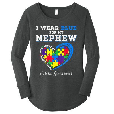 I Wear Blue For My Nephew Autism Awareness Uncle Aunt Women's Perfect Tri Tunic Long Sleeve Shirt