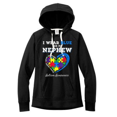 I Wear Blue For My Nephew Autism Awareness Uncle Aunt Women's Fleece Hoodie