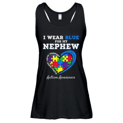 I Wear Blue For My Nephew Autism Awareness Uncle Aunt Ladies Essential Flowy Tank