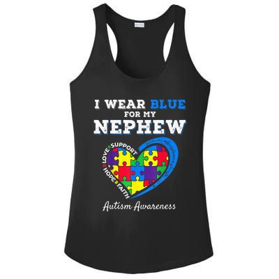 I Wear Blue For My Nephew Autism Awareness Uncle Aunt Ladies PosiCharge Competitor Racerback Tank