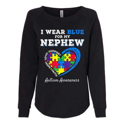 I Wear Blue For My Nephew Autism Awareness Uncle Aunt Womens California Wash Sweatshirt