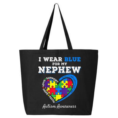 I Wear Blue For My Nephew Autism Awareness Uncle Aunt 25L Jumbo Tote