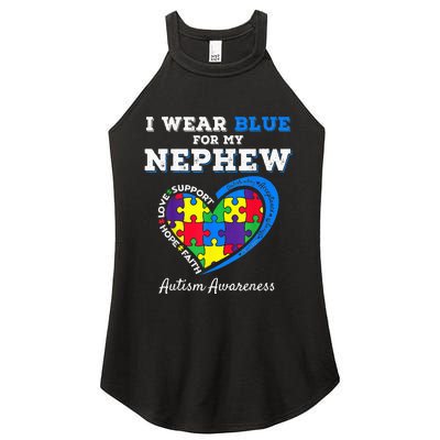 I Wear Blue For My Nephew Autism Awareness Uncle Aunt Women's Perfect Tri Rocker Tank