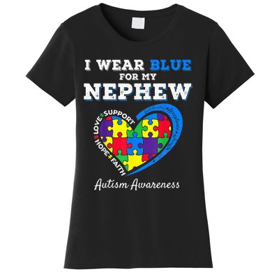 I Wear Blue For My Nephew Autism Awareness Uncle Aunt Women's T-Shirt