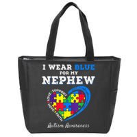 I Wear Blue For My Nephew Autism Awareness Uncle Aunt Zip Tote Bag