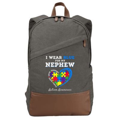 I Wear Blue For My Nephew Autism Awareness Uncle Aunt Cotton Canvas Backpack