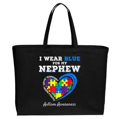 I Wear Blue For My Nephew Autism Awareness Uncle Aunt Cotton Canvas Jumbo Tote