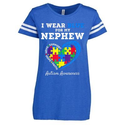 I Wear Blue For My Nephew Autism Awareness Uncle Aunt Enza Ladies Jersey Football T-Shirt