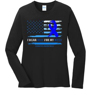 I Wear Blue For My Niece Diabetes Awareness Month Gifts Ladies Long Sleeve Shirt