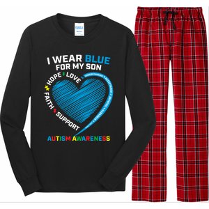 I Wear Blue For My Son Autism Awareness Proud Mom Dad Puzzle Gift Long Sleeve Pajama Set