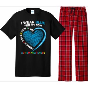 I Wear Blue For My Son Autism Awareness Proud Mom Dad Puzzle Gift Pajama Set