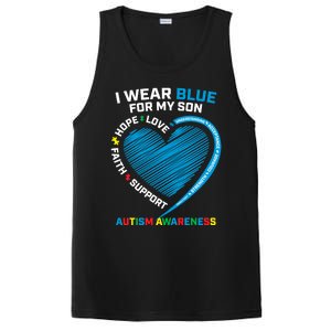 I Wear Blue For My Son Autism Awareness Proud Mom Dad Puzzle Gift PosiCharge Competitor Tank