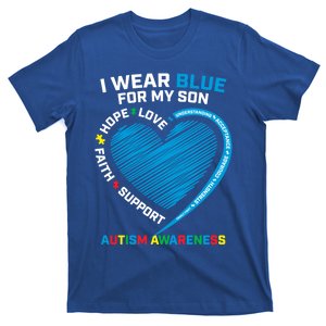 I Wear Blue For My Son Autism Awareness Proud Mom Dad Puzzle Gift T-Shirt