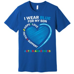 I Wear Blue For My Son Autism Awareness Proud Mom Dad Puzzle Gift Premium T-Shirt