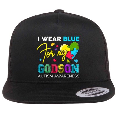 I Wear Blue For My Godson Autism Awareness Godmom Goddad Gift Flatbill Hat