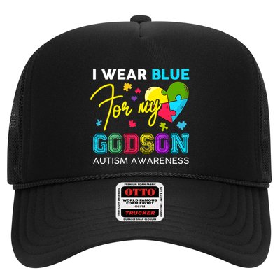 I Wear Blue For My Godson Autism Awareness Godmom Goddad Gift Trucker Hat