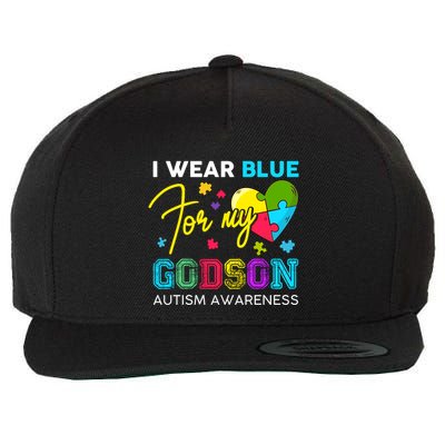 I Wear Blue For My Godson Autism Awareness Godmom Goddad Gift Wool Snapback Cap