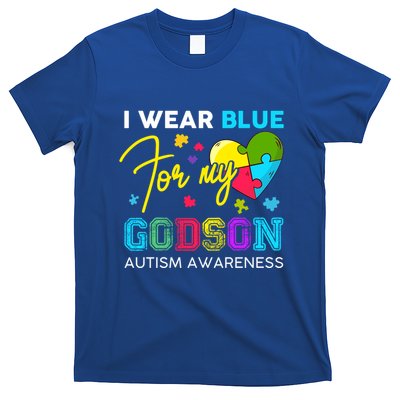 I Wear Blue For My Godson Autism Awareness Godmom Goddad Gift T-Shirt