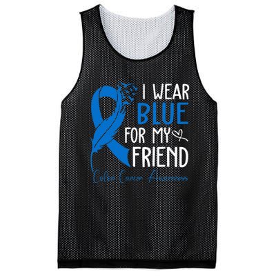 I Wear Blue For My Friend Warrior Colon Cancer Awareness Mesh Reversible Basketball Jersey Tank