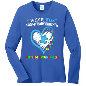 I Wear Blue For My Brother Autism Awareness Acceptance Gift Ladies Long Sleeve Shirt