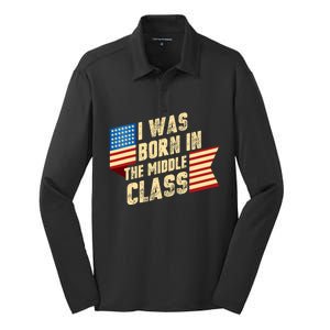 I Was Born In The Middle Class Trump 2024 Silk Touch Performance Long Sleeve Polo