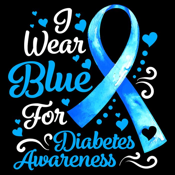 I Wear Blue For Diabetes Awareness Blue Ribbon Womens T-Shirt