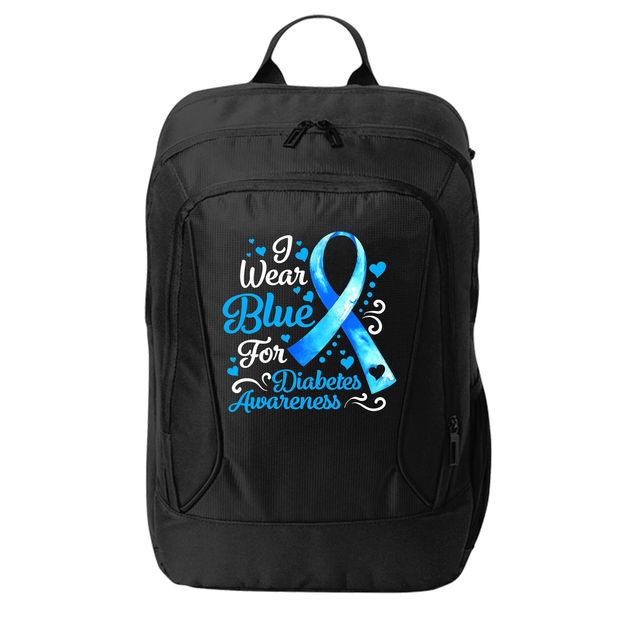 I Wear Blue For Diabetes Awareness Blue Ribbon Womens City Backpack