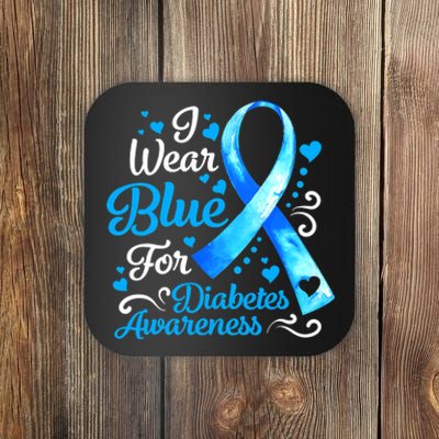 I Wear Blue For Diabetes Awareness Blue Ribbon Womens Coaster