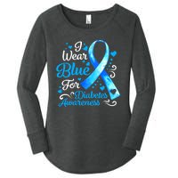 I Wear Blue For Diabetes Awareness Blue Ribbon Womens Women's Perfect Tri Tunic Long Sleeve Shirt