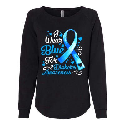 I Wear Blue For Diabetes Awareness Blue Ribbon Womens Womens California Wash Sweatshirt