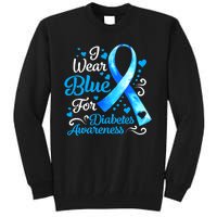 I Wear Blue For Diabetes Awareness Blue Ribbon Womens Tall Sweatshirt