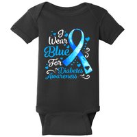 I Wear Blue For Diabetes Awareness Blue Ribbon Womens Baby Bodysuit