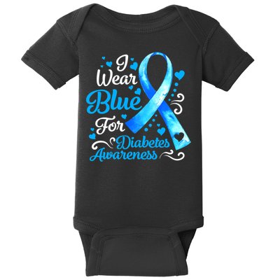 I Wear Blue For Diabetes Awareness Blue Ribbon Womens Baby Bodysuit