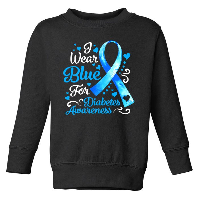 I Wear Blue For Diabetes Awareness Blue Ribbon Womens Toddler Sweatshirt