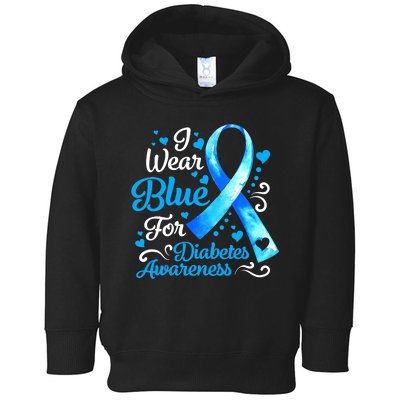 I Wear Blue For Diabetes Awareness Blue Ribbon Womens Toddler Hoodie