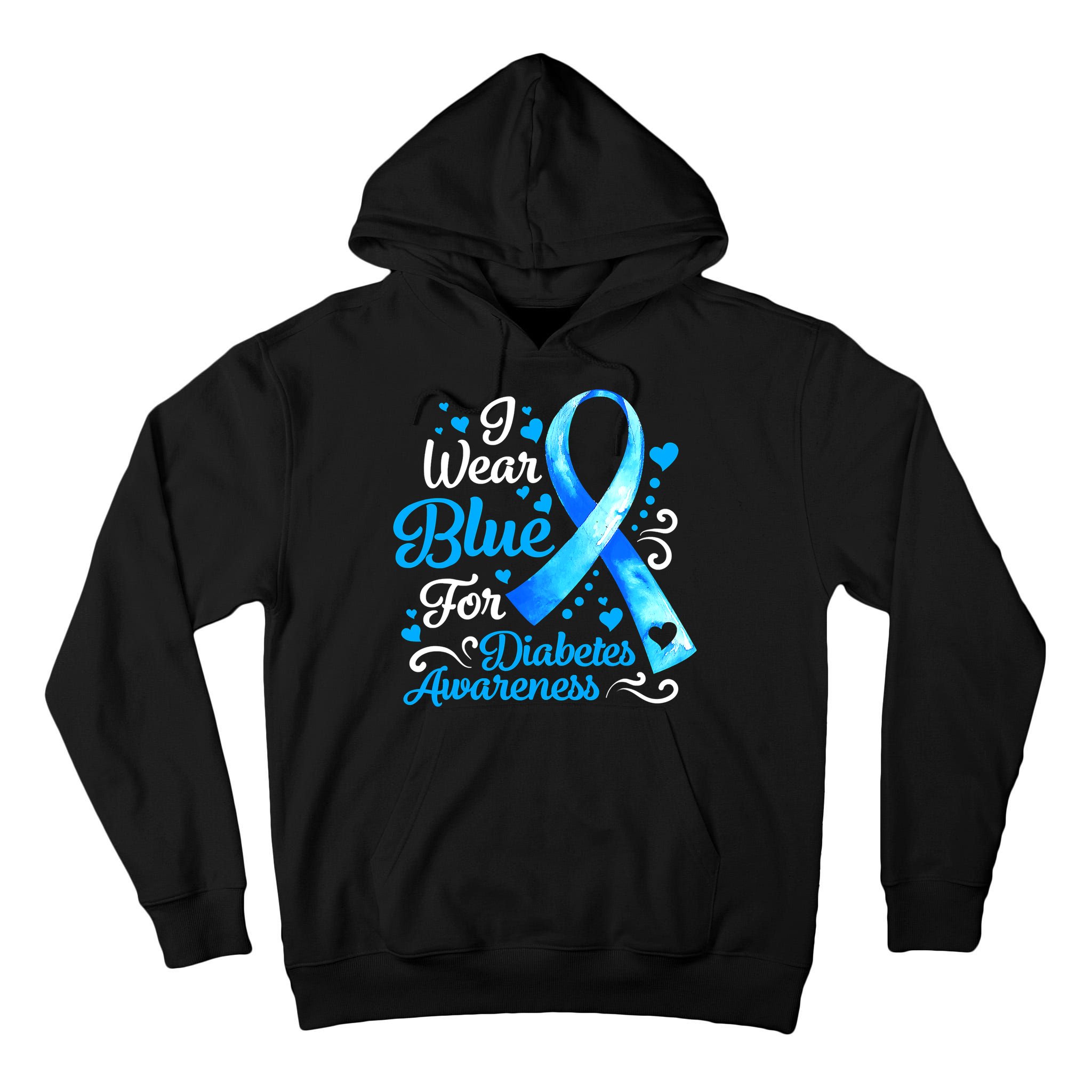 I Wear Blue For Diabetes Awareness Blue Ribbon Womens Tall Hoodie