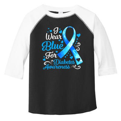 I Wear Blue For Diabetes Awareness Blue Ribbon Womens Toddler Fine Jersey T-Shirt