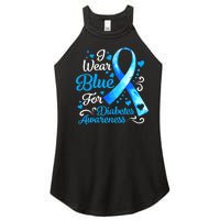 I Wear Blue For Diabetes Awareness Blue Ribbon Womens Women's Perfect Tri Rocker Tank